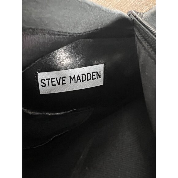 Steve Madden Allnight Lace-Up Stiletto Dress black leather Booties size 8.5 - Picture 8 of 8